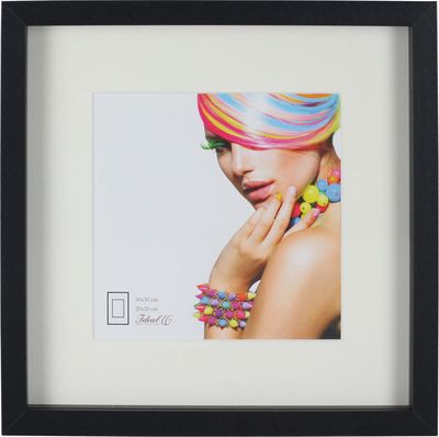 3D Objektrahmen Holz Bilderrahmen quadratisch Wanddeko Collage Poster Fot Rahmen - Farbe: Schwarz | Format: 50x50