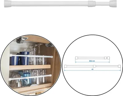 Produktbild von ProPlus Klemmstange Aluminium ausziehbar 25,5-43 cm für sicheren Halt ohne Bohren in Kühlschränken & Schränken, mit Gummikappen, 1 Stück, 40g