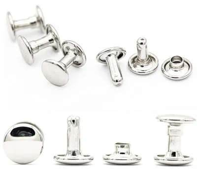 Produktbild von Hohlnieten - 8 x 8 mm Doppelkappe - für Leder und Taschen - Silber - 100 Stück