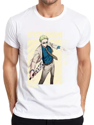 Immagine prodotto di Maglietta Kento Nanami Jujutsu Kaisen Tuta Occhiali Cravatta Lama Manga Uomo, Bianca, S
