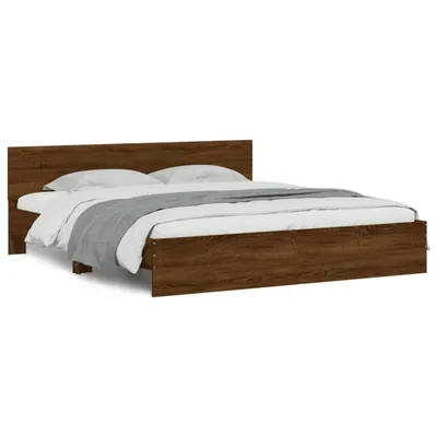 Produktbild von vidaXL Bettgestell mit Kopfteil Braun Eiche-Optik 200x200 cm