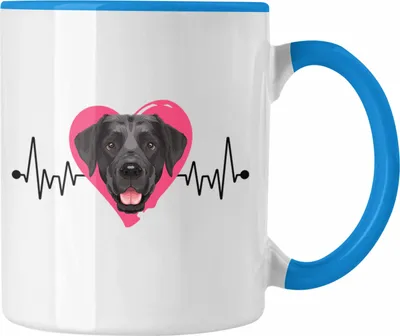Produktbild von Trendation - Labrador Besitzer Tasse Geschenk Lustiger Spruch Geschenkidee Herzschlag Labrador (Blau)