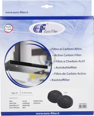 Produktbild von Kohlefilter wie Whirlpool 481248048212 Type47 AMC023 153mmØ für Dunstabzugshaube 2Stk