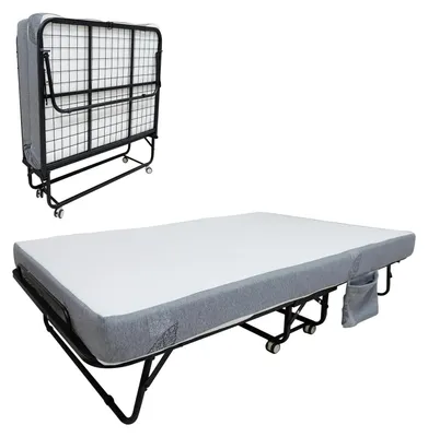 Obrázek produktu pro Skládací přistýlka – polohovací lůžko – 190x79 cm – matrace z paměťové pěny (13 cm) – kovový rám – nosnost až 200 kg – úsporné řešení pro úsporu místa