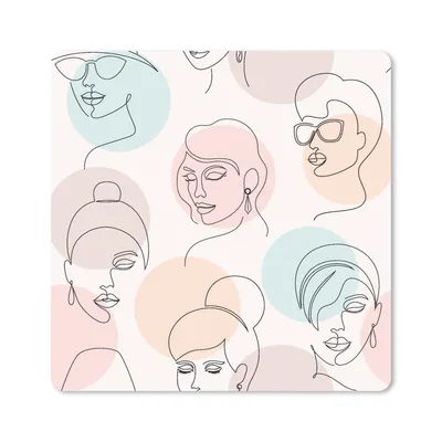 Produktbild von MuchoWow® Mauspad Mousepad Frauen - Pastell - Strichzeichnungen - Muster 30x30 cm - Mousepads - Maus Mat - Pad - Mausunterlage - Gaming