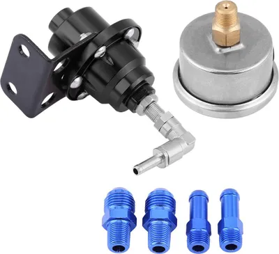 Produktbild von Universal Aluminiumauto 160psi einstellbar 1: 1 Kraftstoffdruckregler Ölmesskit (schwarz)