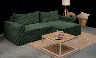 Produktbild von Kaiser Möbel Hugoo-Ecksofa mit Schlaffunktion, L-förmiges stoff Velo Grün Rechts