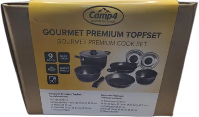 Produktbild von Camp4 Camping-Topfset 9-teilig - Silber/schwarz