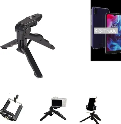 Produktbild von K-S-Trade Stativ Tisch-Ständer Dreibein Handy-Stativ Ständer kompatibel mit Archos Oxygen 57 Mini-Stativ Smartphone Tripod Handy-Stativ aus Plastik