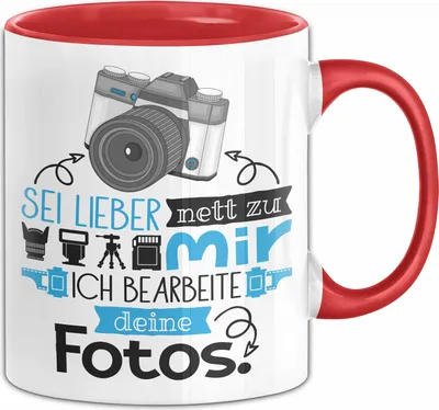 Produktbild von Fotograf Tasse Geschenk Fotos Bearbeiten Sei Lieber Nett Zu Mir Ich Bearbeite Deine Fotos (Rot)
