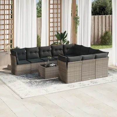 Produktbild von Möbel 11-tlg. Garten-Sofagarnitur mit Kissen Grau Poly Rattan 2024