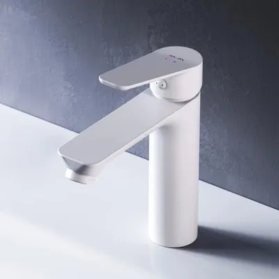 Produktbild von AM.PM Wasserhahn Bad Weiss Waschtischarmatur Bad Armatur Mischbatterie Waschbeckenarmatur Einhebelmischer Badezimmer