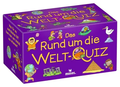 Produktbild von Rund um die Welt-Quiz Kinderquiz mit 100 spannenden Fragen Weltreise Quiz für zuhause Ratespiel für clevere Kids ab 8 Jahren und 2-5 Spieler