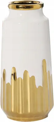 Produktbild von Weiße Keramikvase mit goldenen Verzierungen – elegante, glamouröse Dekoration für das Wohnzimmer 25