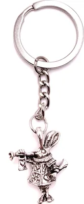 Produktbild von Onwomania Schlüsselanhänger Trompete und Hase Musik Silber Metall Anhänger Charm