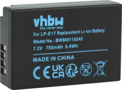Produktbild von vhbw Akku Ersatz für Canon LP-E17 für Kamera (750 mAh, 7,2 V, Li-Ion)