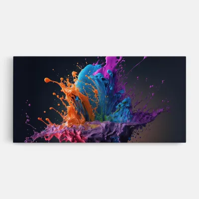 Produktbild von ARTHUB® Leinwandbild 40x80 cm, Orange Paint Splash | Wohnzimmerdekoration, Hängende Bilder, Wanddekoration, Heimdekoration, Abstrakte, Lebendige Farben