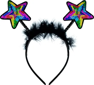 Produktbild von Oblique Unique Haarreifen mit wackel Pailletten Sterne und Federn Haarreif für Fasching Karneval Kinder Geburtstag