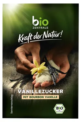 Produktbild von biozentrale Vanillezucker | 3 x 8 g Päckchen (3er Pack) | aus echten Bourbon-Vanilleschoten und Rohrohrzucker | vegan, gluten- und laktosefrei | zum B