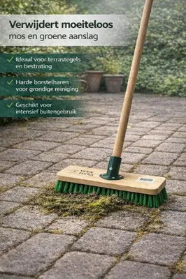 Produktbild von Synx Tools Moosbesen 28 cm - Schrubber - Schrubberbürste - Inkl. Besenstiel 150 cm
