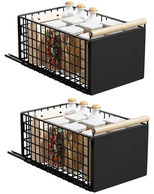 Ausziehbare Schubladen 2er-Set, Metall, 40x24x19,5 cm, schwarz