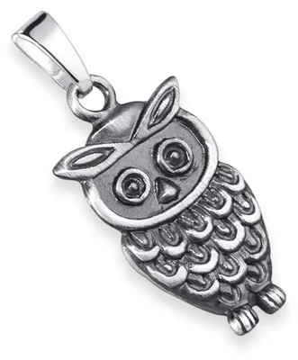 Image de MATERIA Pendentif hibou pour femmes et enfants, bijou en argent 925, animal oiseau, avec coffret cadeau et collier KA-33