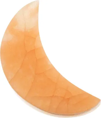 Produktbild von Pfirsich Selenit Mond Platte 11x6cm – Handgeschnitzte Platte für Meditation