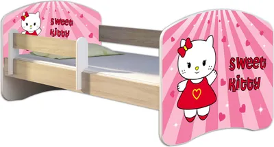 Obrázek produktu pro ACMA postel pro mladé Dětská postel junior kompletní sada s roštem a ochranou proti vypadnutí matrace Sonoma 15 Sweet Kitty 180x80