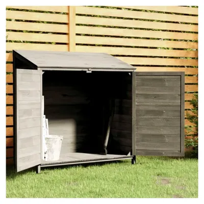 Produktbild von Gerätehaus Anthrazit 102x52x112 cm aus massivem Tannenholz mit Pultdach und 2 Türen für den Außenbereich