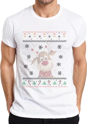 Produktbild von Süßes Rentier - Ugly Christmas Sweater Weihnachten Herren T-Shirt, Weiß, XL