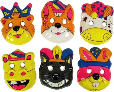 Produktbild von HAAC 6er Set Maske Masken für Kinder Erwachsene bunt Halloween Fasching Karneval