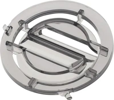 A clear studio shot of a clear plastic coffee machine part.