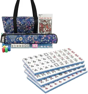 Imagen del producto de Juego de mahjong de alta calidad, fabricado en Estados Unidos, con 166 fichas y accesorios de acrílico