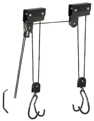 Productafbeelding van Fietslift plafond - Zwart - Tot 57 kg - Stabiel rond touw 6,5 mm - Voor garage en berging