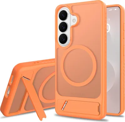 Produktbild von Magnetisch Hülle für Samsung Galaxy S26, Transluzente Matt Stoßfeste Hülle mit Ständer, Kompatibel mit MagSafe Orange