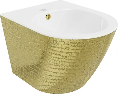Produktbild von Mexen Lena wandmontiertes Bidet, Weiß/Gold Schuppenmuster - 35224808