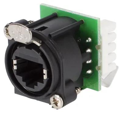 Produktbild von NEUTRIK® RJ45 CAT.5e, 8-pol , Kunststoff-, Schneid-Klemmtechnik-Einbaubuchse, vergoldete(r) Kontakt(e), Type A, schwarz