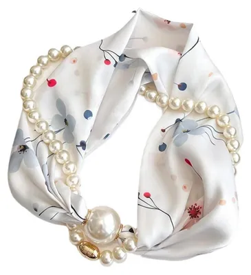 Immagine prodotto di Sciarpa da donna con chiusura magnetica, ideale per la primavera e l'autunno, con un piccolo motivo quadrato e un design elegante