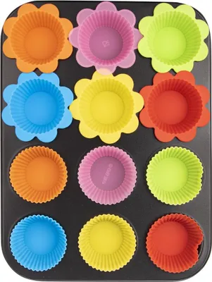 Produktbild von Orion Muffinbackform Muffinblech Muffinform Backform Backblech für MUFFINS 12 Stück + Silikonbackförmchen