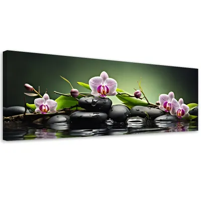 Produktbild von Leinwandbild Zen-Spa-Grün-Komposition 150x50 Feeby Grün bild für die wand bereit zum aufhängen