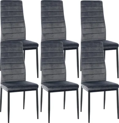 Produktbild von 6er Set Esszimmerstühle HLO-CP39 Samt  grau