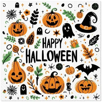 Produktbild von 20 Servietten Autumn Halloween - Happy Halloween 33x33cm Halloween Halloweenservietten Halloweenmotiv