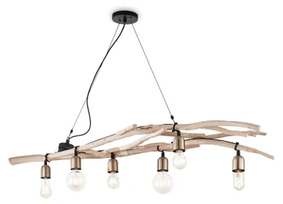 Zdjęcie produktu dla Drewniana lampa wisząca DRIFTWOOD 6 żarówek