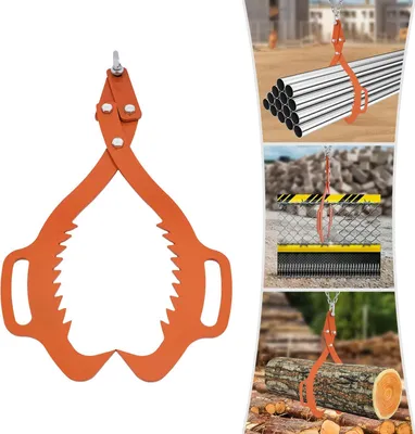Obrázek produktu pro Kleště na dřevo – zvedací kleště – nosnost 1000 kg – max. průměr kmene 63,5 cm – rozpětí čelistí 0–63,5 cm – uhlíková ocel – tloušťka materiálu 8 mm – oranžová