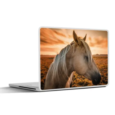 Produktbild von MuchoWow® Laptop Aufkleber Sticker Cover Pferd - Sonne - Orange 31x22.5 cm - Laptop-Deko