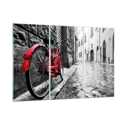 Produktbild von Bilder auf glas - Straße Fahrrad Kopfsteinpflaster Gebäude - 105x70cm - Glasbilder - Wandbilder - Kunstdruck - Wanddekoration aus Glas - Glas Bilder - Wandbild auf Glas - GCE105x70-3186