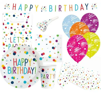 Produktbild von Konfetti Birthday Partyset 60-teilig