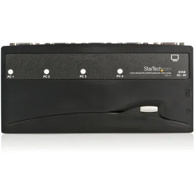 Produktbild von StarTech.com 4 Port VGA / PS/2 KVM Switch - 4 fach PS/2 KVM Umschalter inkl. Kabel, 1920 x 1440 Pixel, Schwarz
