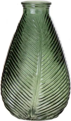 Produktbild von INNA-Glas Flaschenvase NELLOMIO mit Blattstruktur, Glas, grün-klar, 23 cm, Ø 14 cm - Farbige Vase