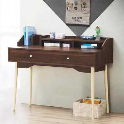 Imagen del producto de Escritorio de ordenador - Mesa de trabajo - Lugar de trabajo - Escritorio - Mesa de estudio - Madera maciza - Cajón con espacio de almacenamiento